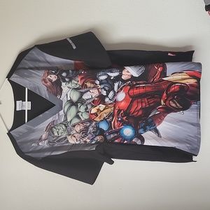 MARVEL AVENGERS NURSING SCRUBS SHIRT. SIZE XL SHORT SLEEVE